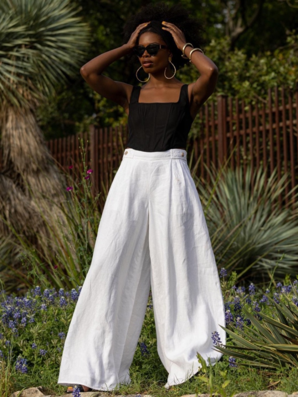 Banana Republic Wide Leg Flowy Linen Pants Women's Size 6P High Waisted (G)